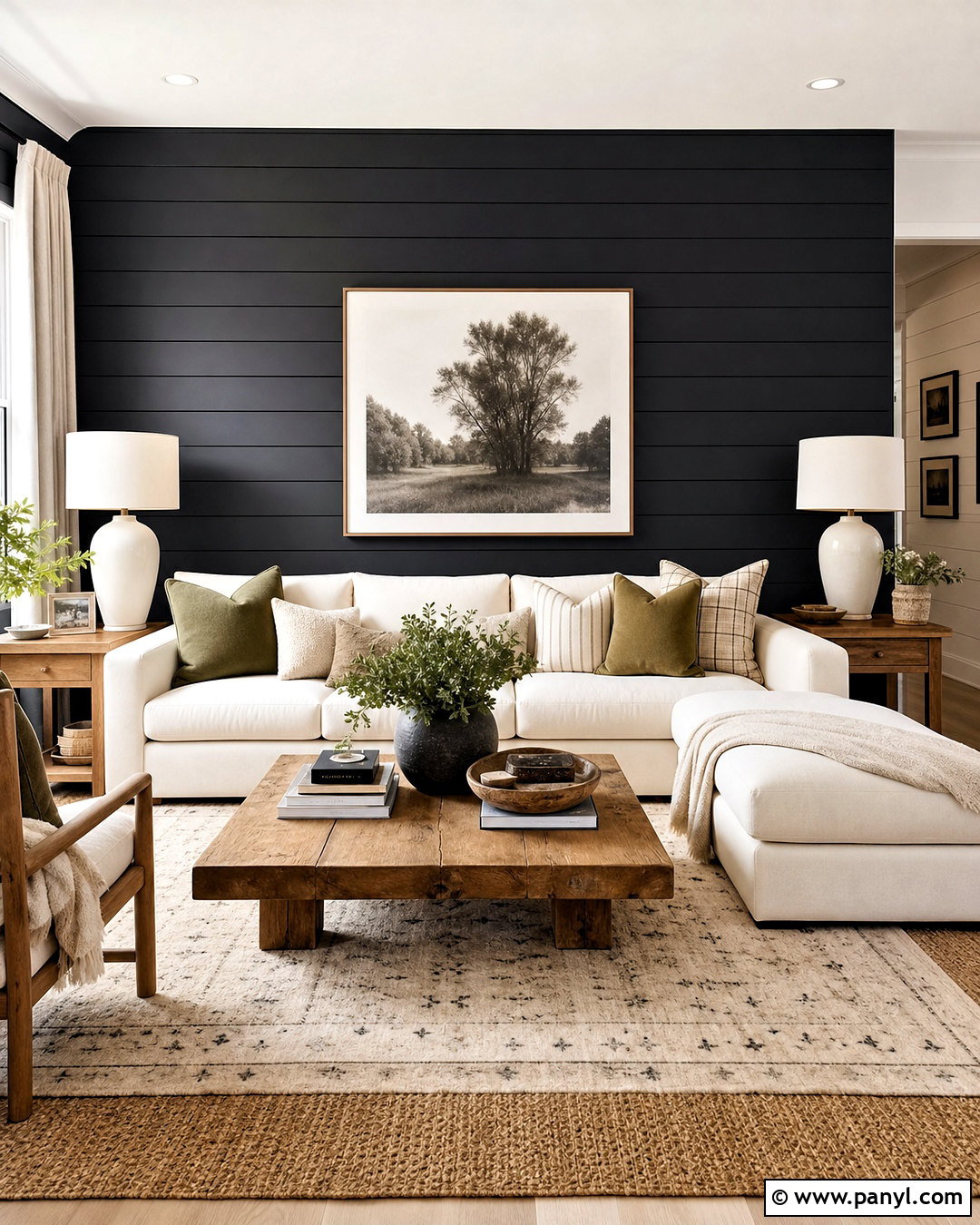 Black Shiplap Living Room Wall - 20 dark feature wall living room ideas