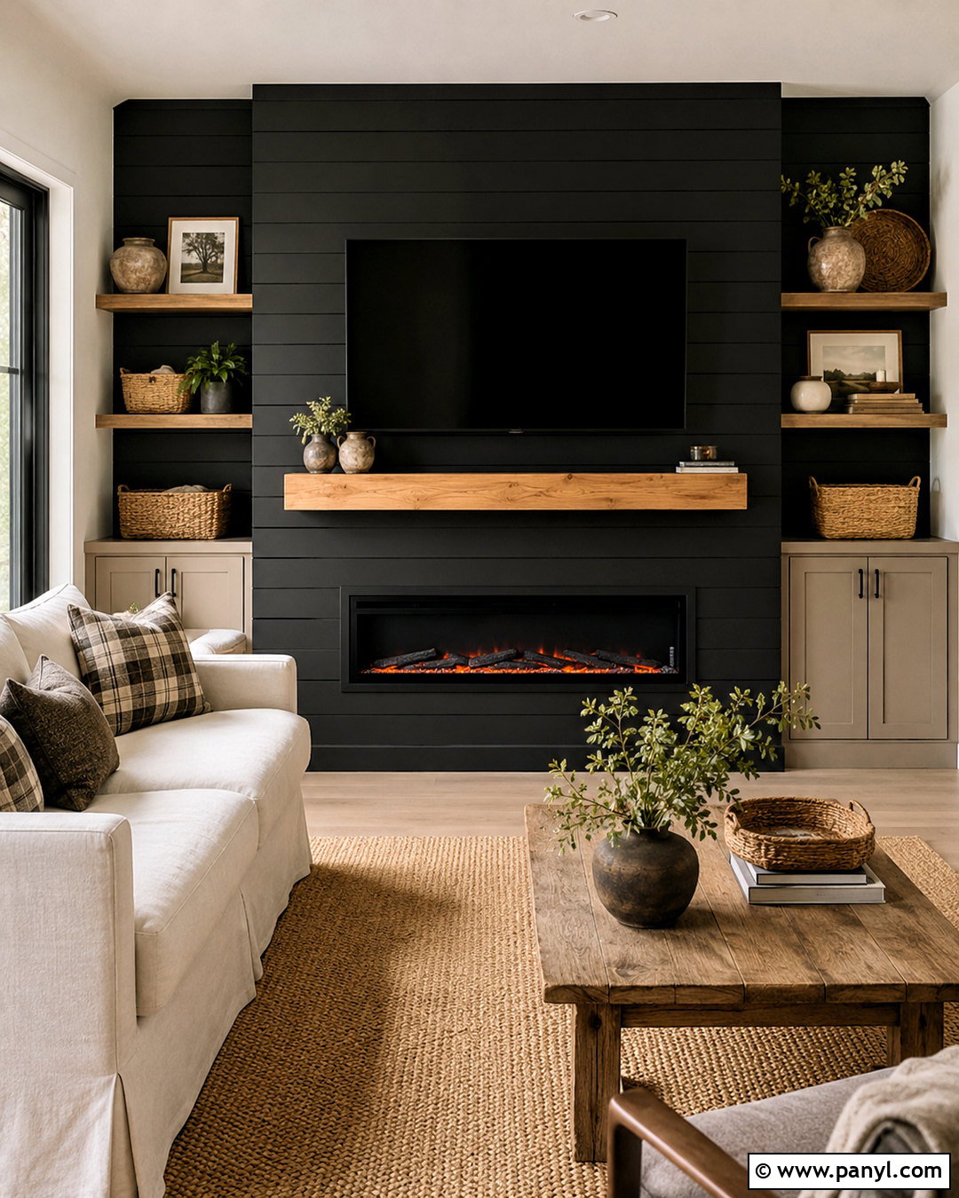 Black Shiplap Media Wall - 20 black media wall ideas
