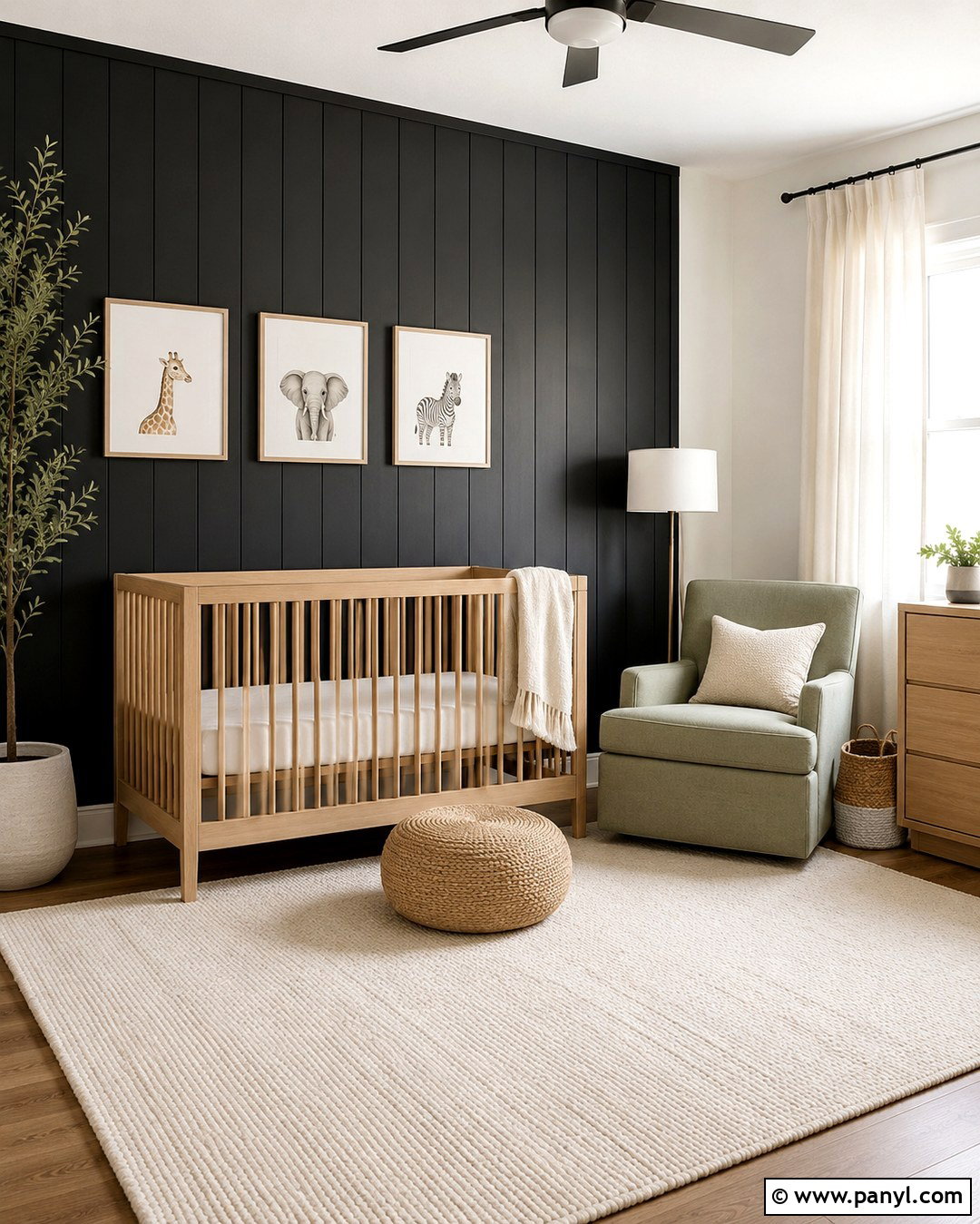 Black Shiplap Nursery Wall - 20 Black Painted Shiplap Walls
