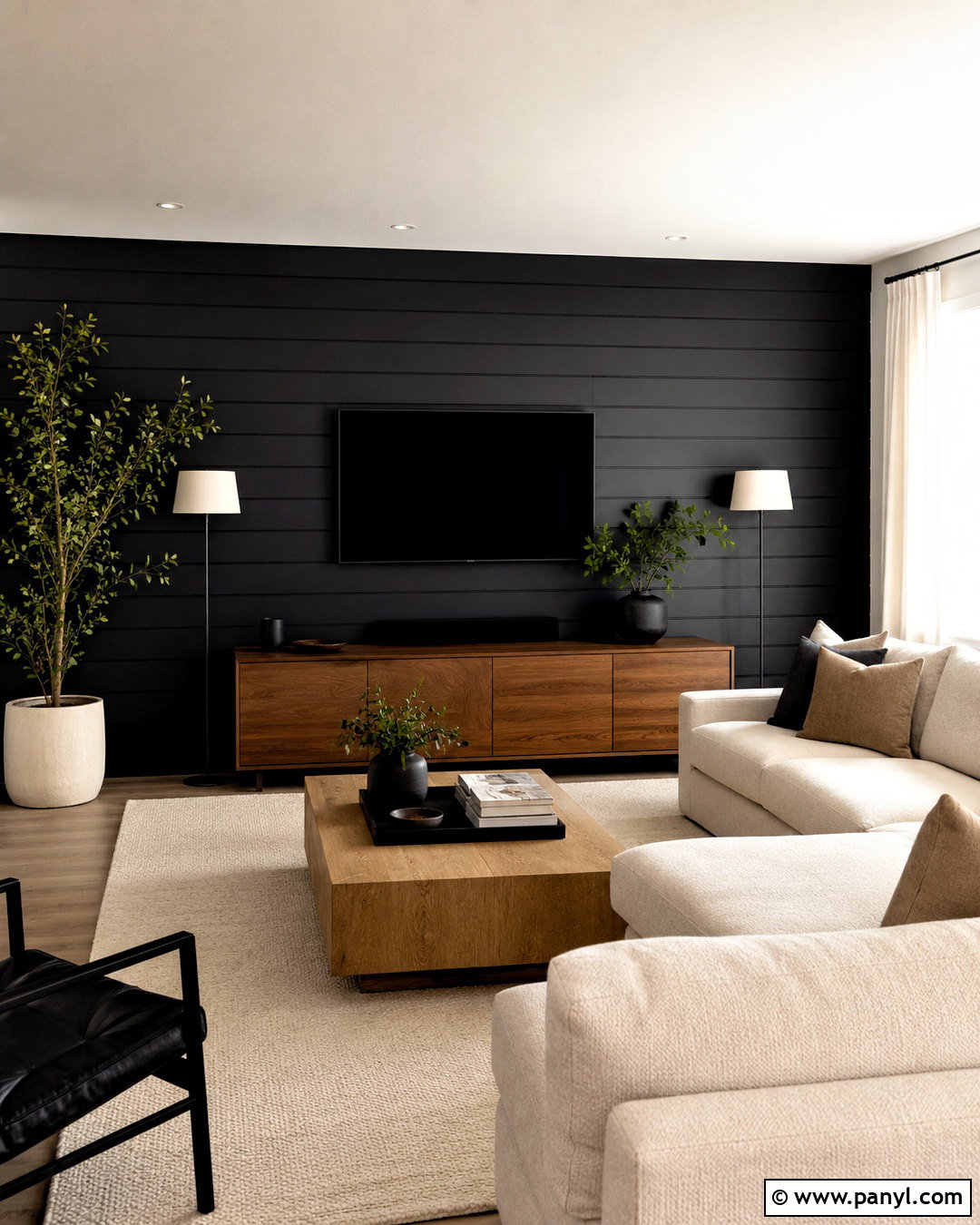Black Shiplap TV Wall - 20 dark shiplap wall ideas