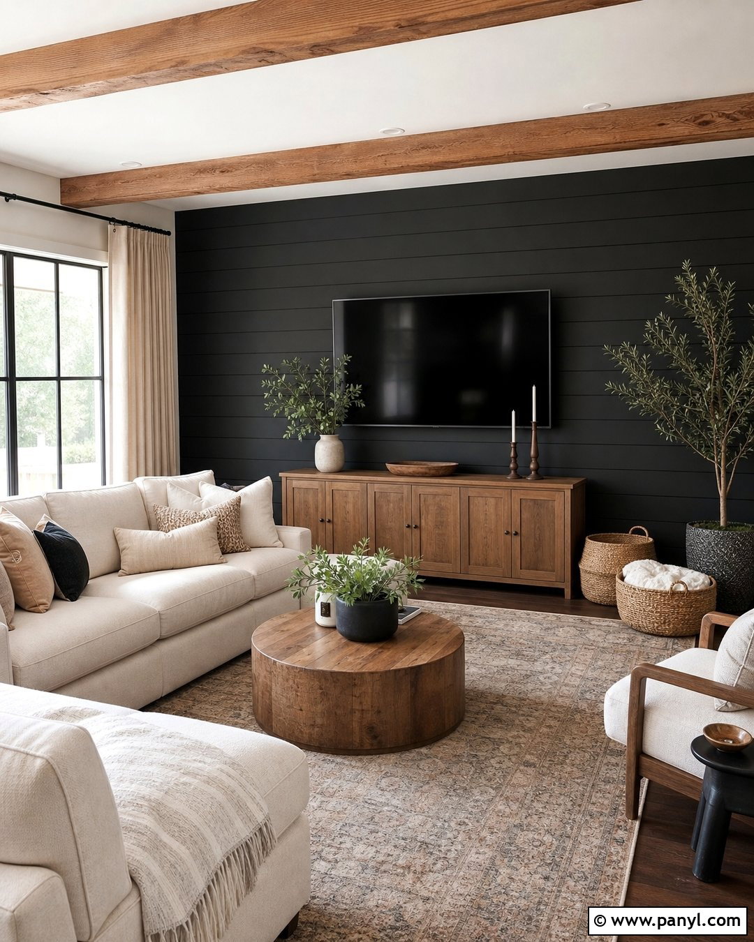 Black Shiplap TV Wall - 35 Black Wall Behind Tv Ideas