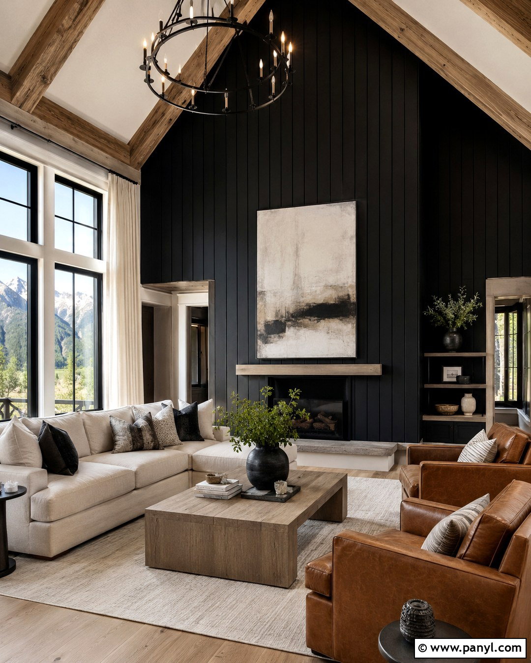 Black Shiplap Vaulted Wall - 20 Black Painted Shiplap Walls
