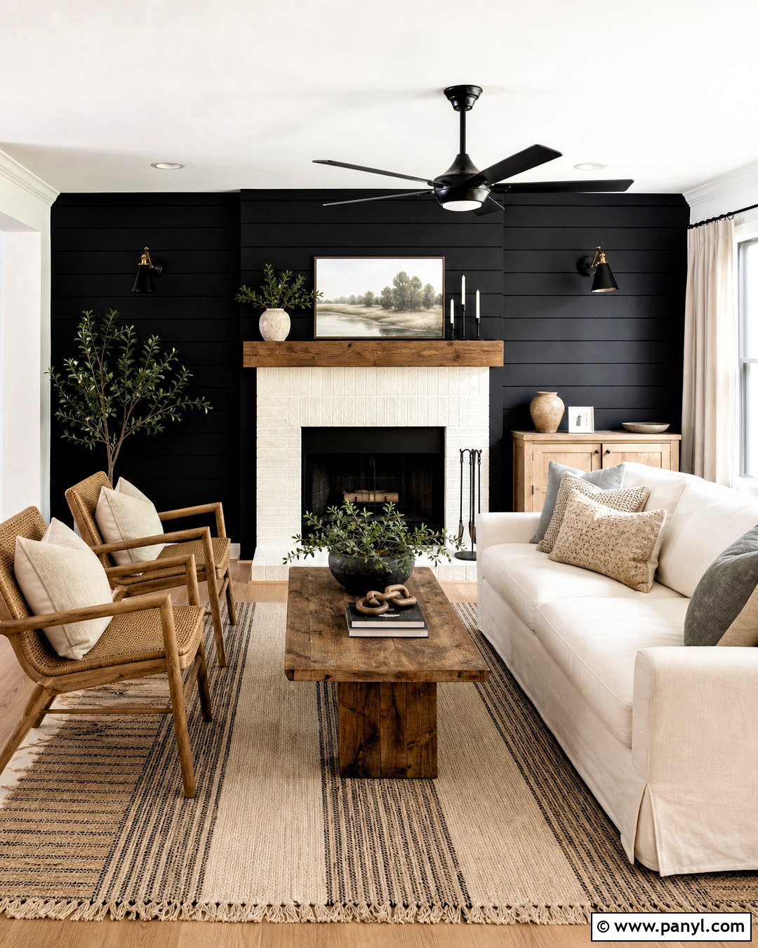 Black Shiplap Wall - 20 black statement wall ideas