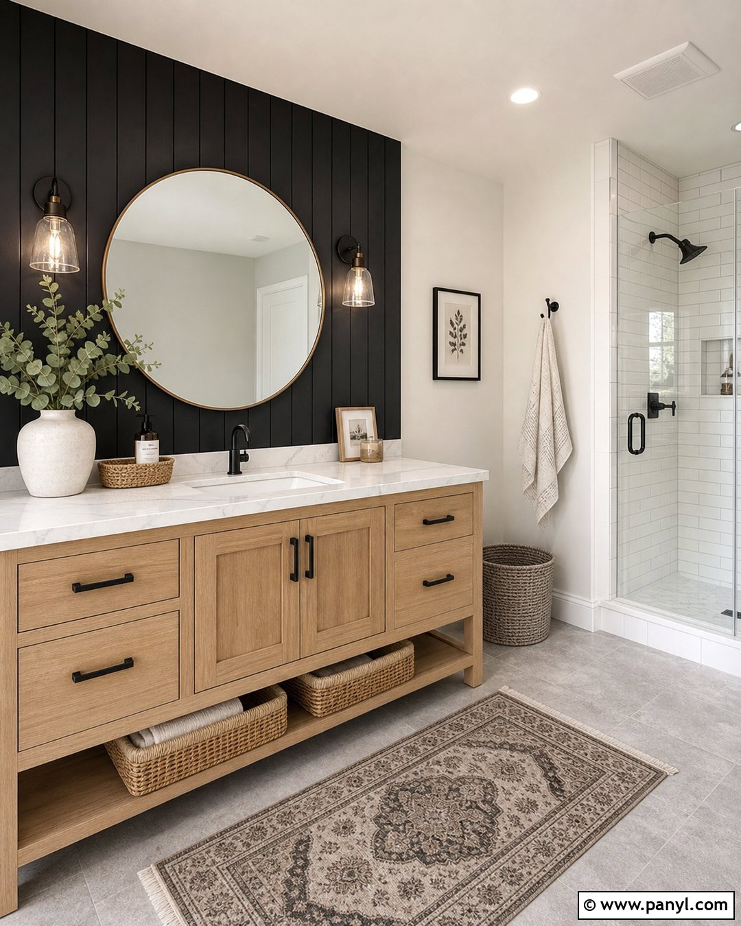Black Shiplap Wall Bathroom Vanity - 20 Modern Bathroom Vanity With Black Wall Ideas