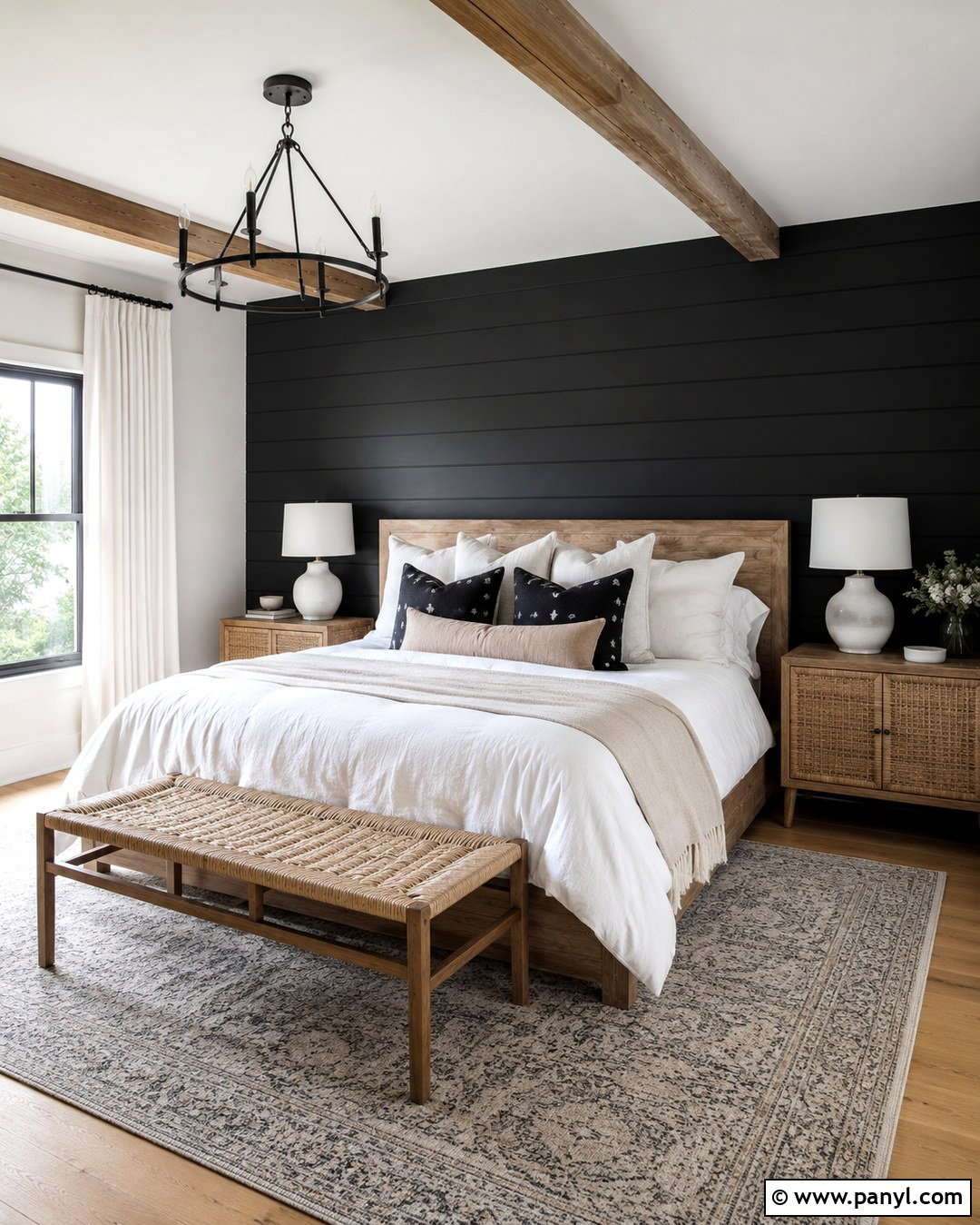 Black Shiplap Wall Bedroom - 20 White Room With One Black Wall Ideas