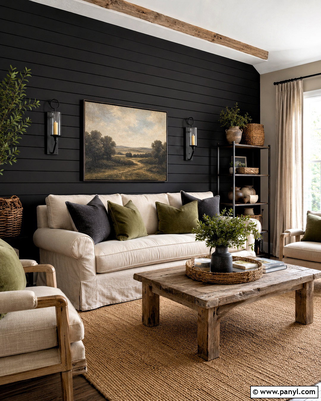 Black Shiplap Wall Living Room - 20 black wall living room decorating ideas