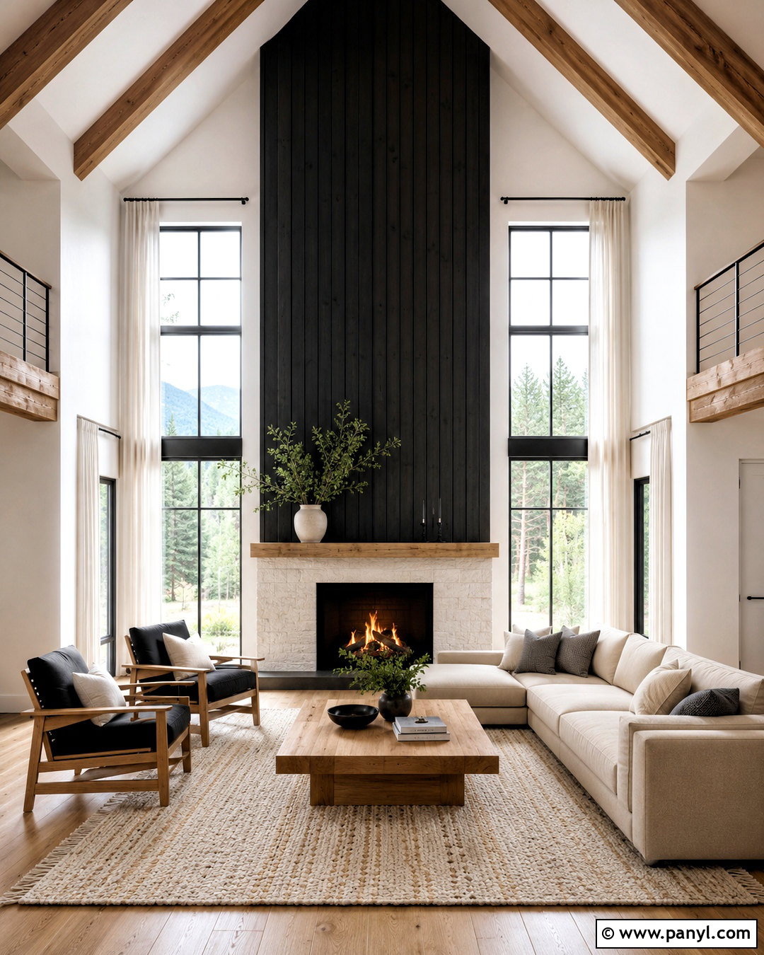 Black Shiplap Wall With Vaulted Ceiling - 20 black shiplap wall living room ideas
