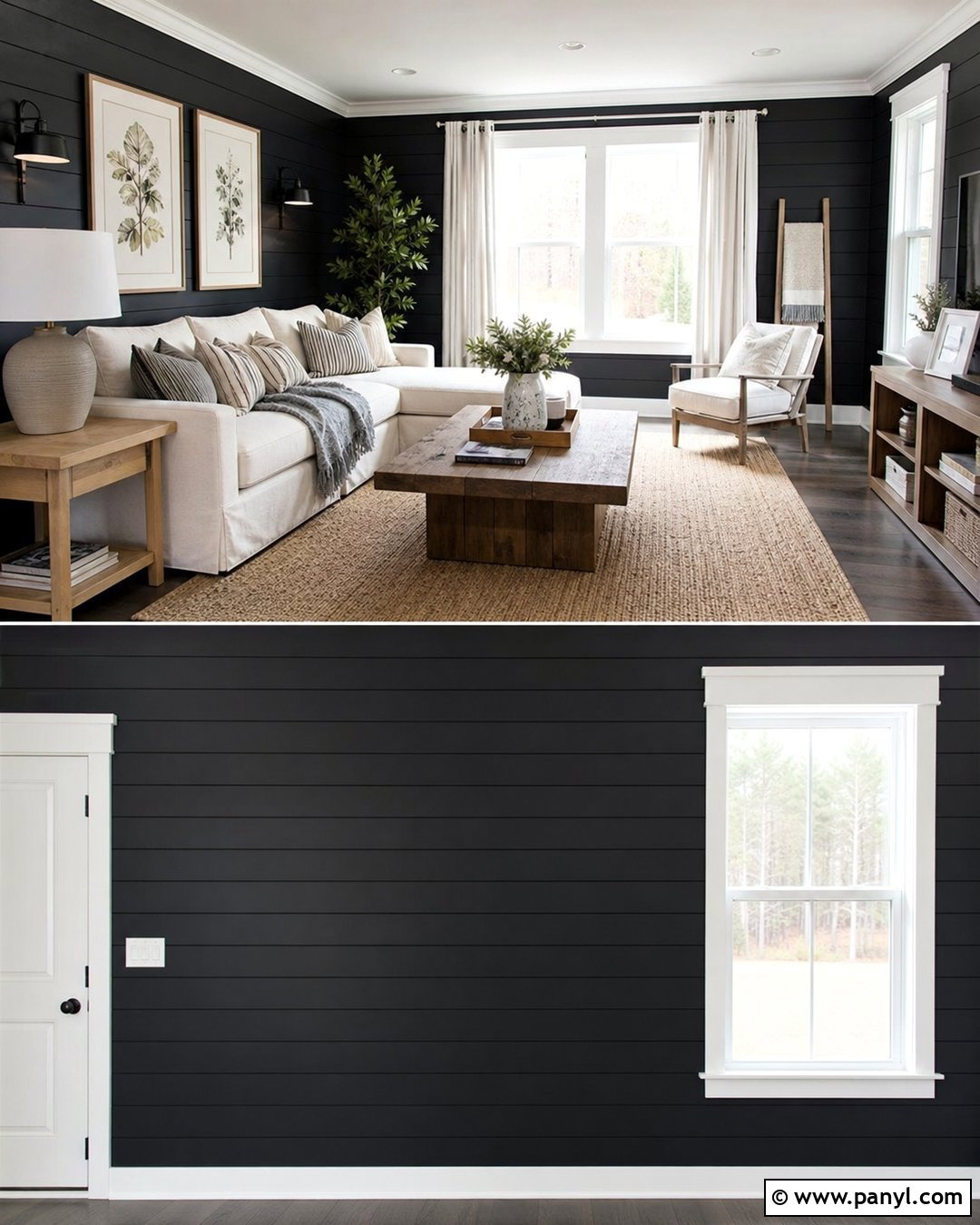 Black Shiplap Wall With White Trim - 20 Black Wall With White Trim Ideas