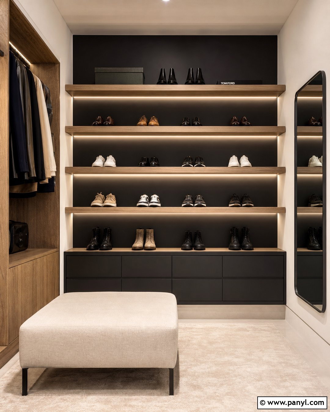 Black Shoe Display Closet Wall - 20 Black Accent Wall Closet Ideas