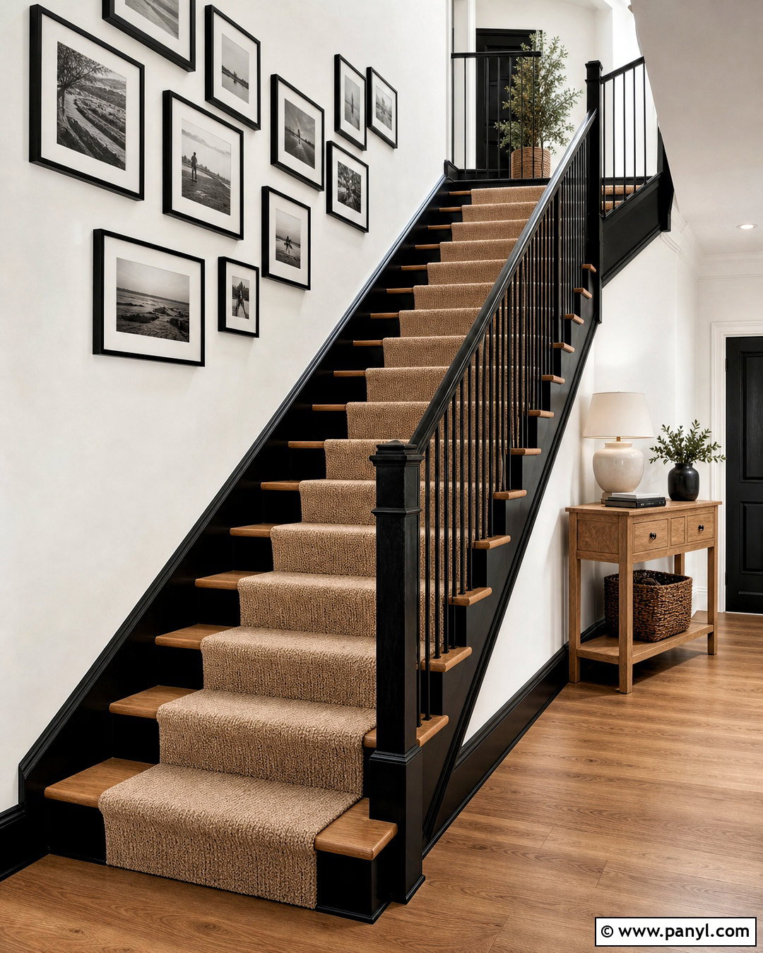 Black Skirting Boards Around A Staircase - 20 black skirting boards white walls
