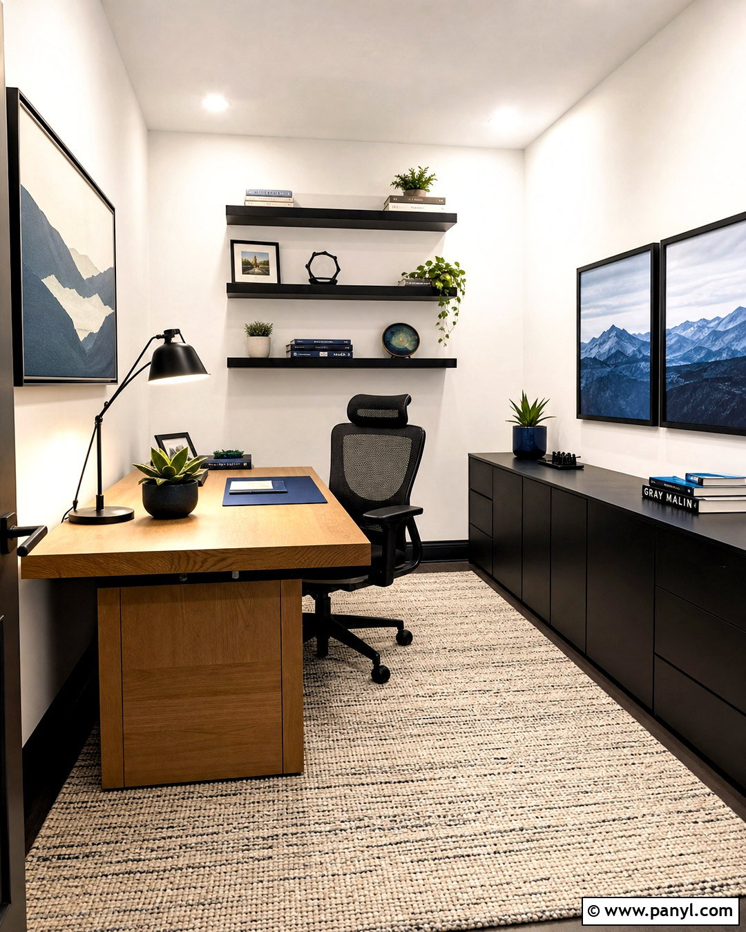 Black Skirting Boards In A Home Office - 20 black skirting boards white walls