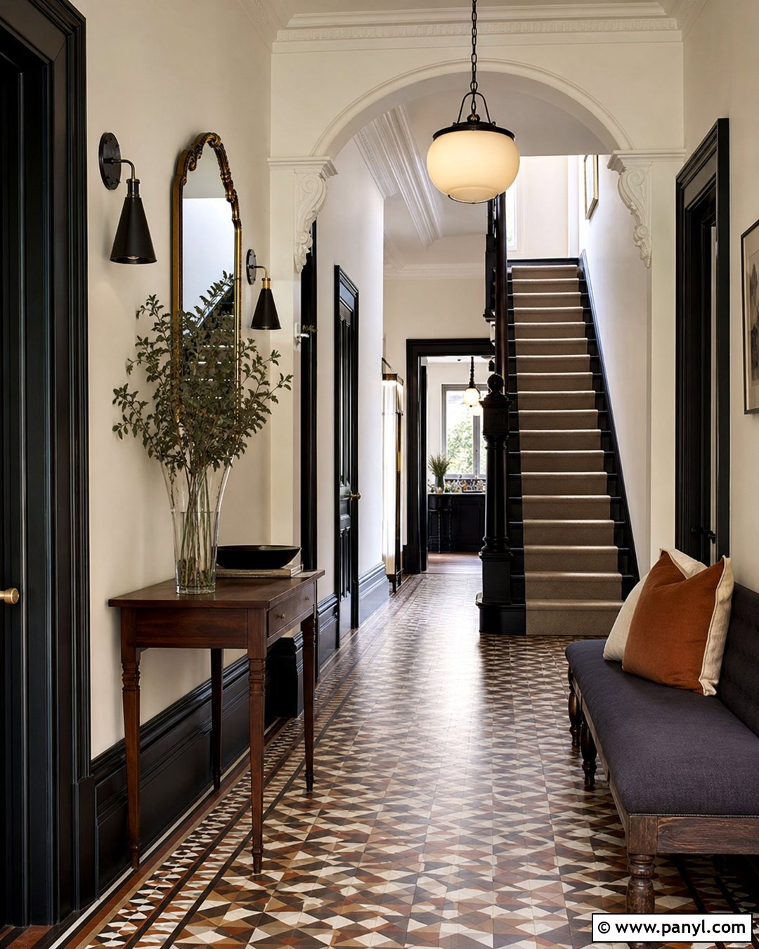 Black Skirting Boards In A Victorian Hallway - 35 Dark Skirting Boards Light Walls