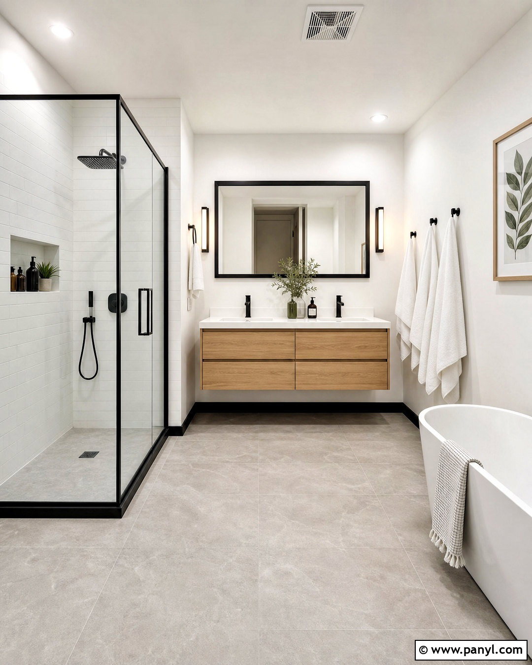 Black Skirting Boards In A White Bathroom - 20 black skirting boards white walls
