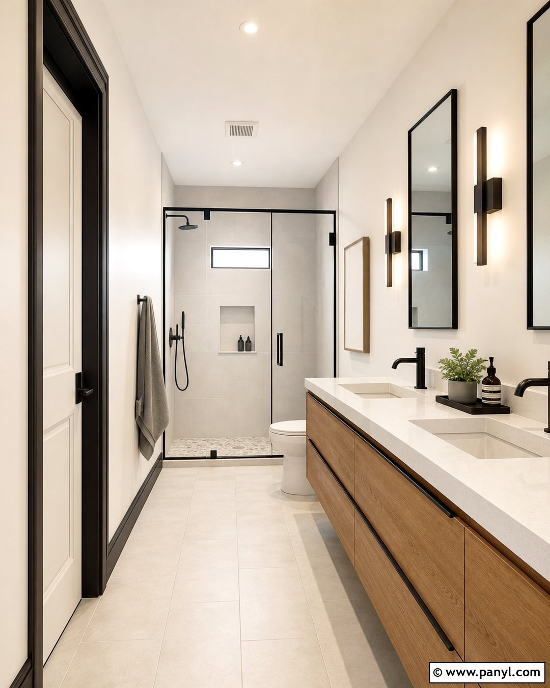 Black Skirting Boards In A White Bathroom - 35 Dark Skirting Boards Light Walls