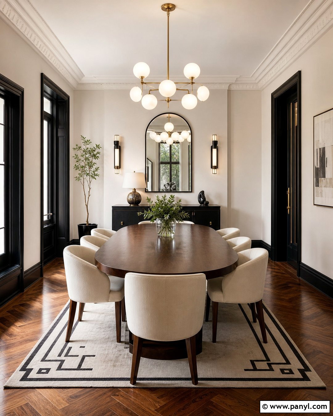 Black Skirting Boards In An Art Deco Dining Room - 35 Dark Skirting Boards Light Walls