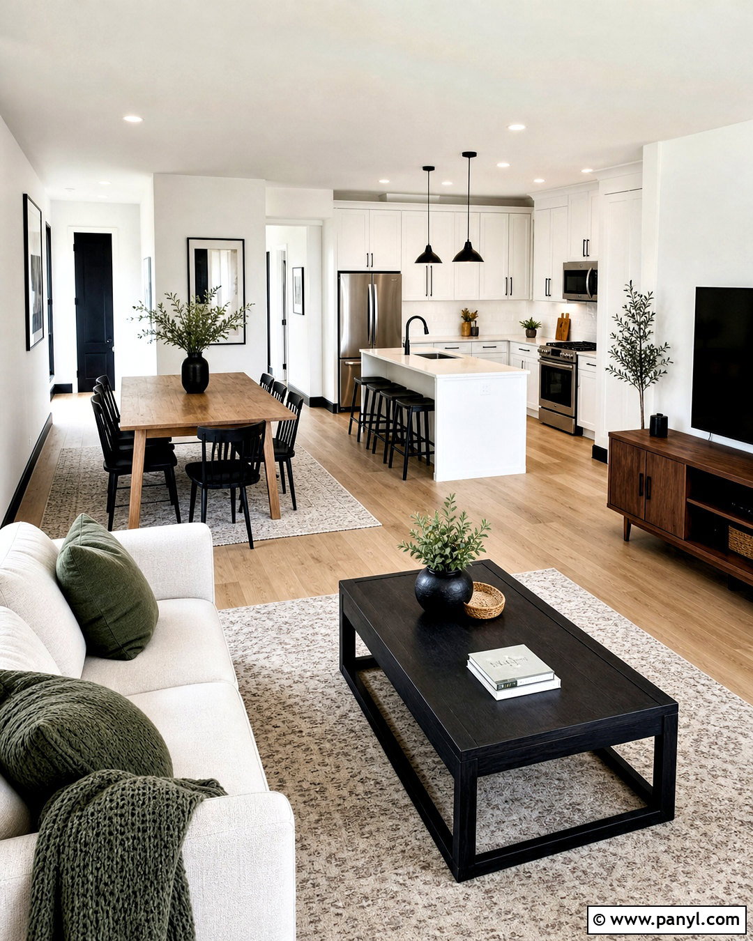 Black Skirting Boards In An Open Plan Room - 20 black skirting boards white walls