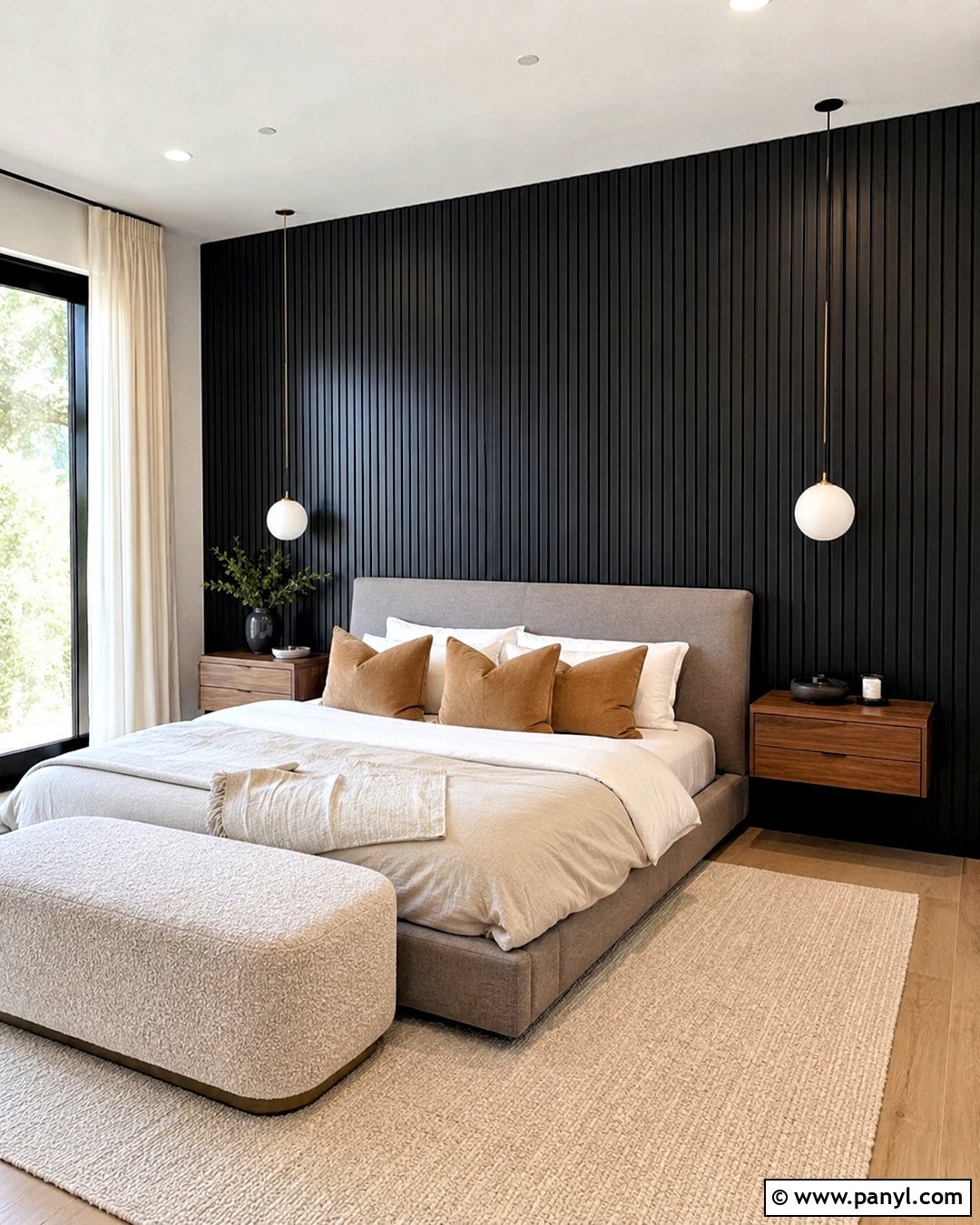 Black Slat Wall Bedroom - 20 black panelling bedroom ideas