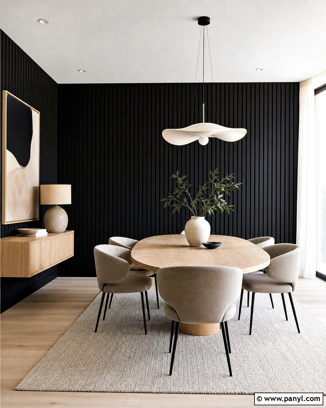 Black Slat Wall Dining Room - 20 black accent wall dining room ideas