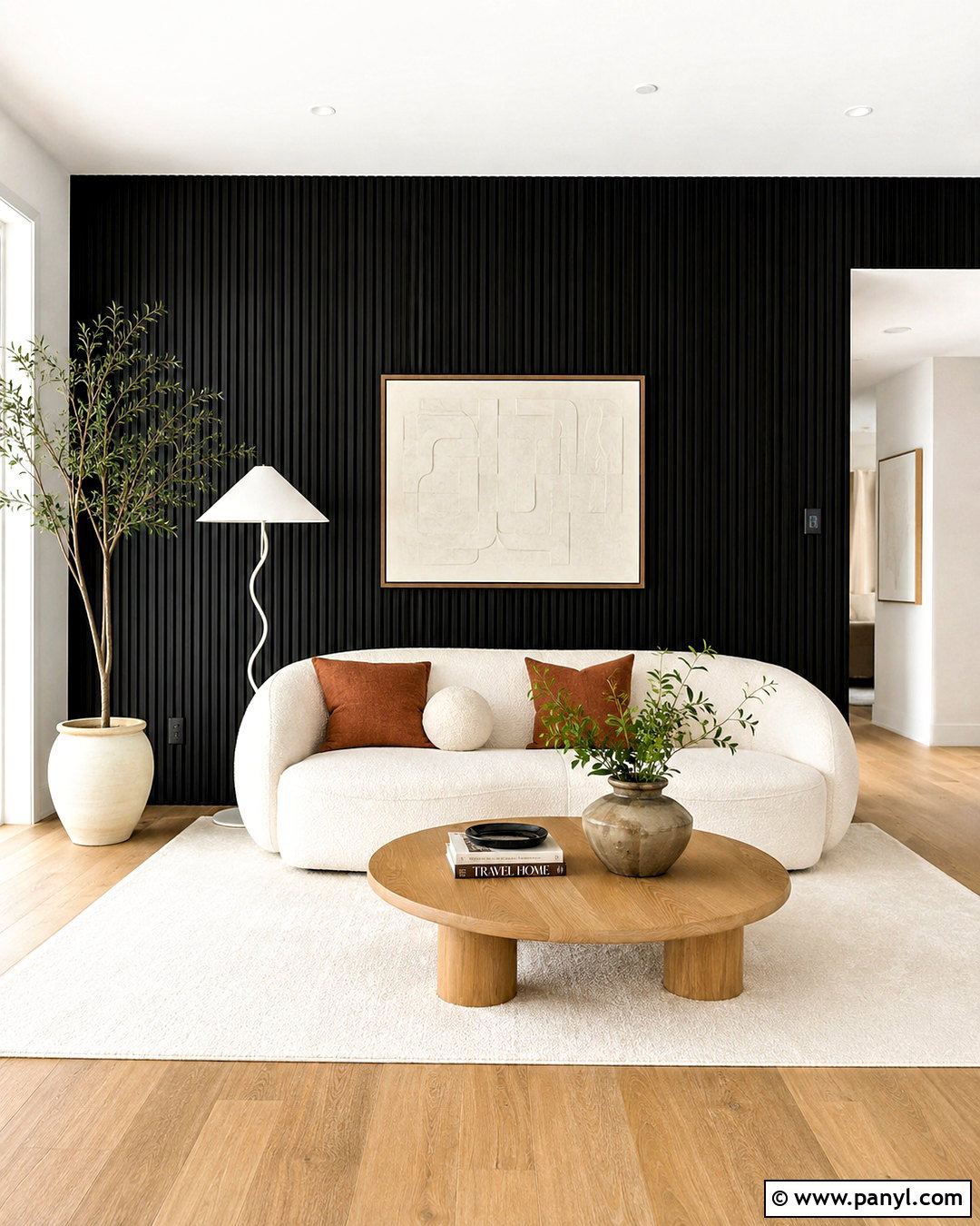 Black Slat Wall Living Room - 40 Black Feature Wall Ideas