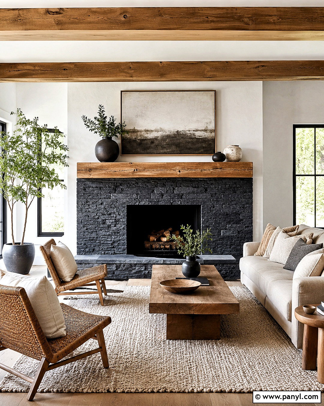 Black Slate And White Plaster Fireplace - 20 black and white fireplace ideas
