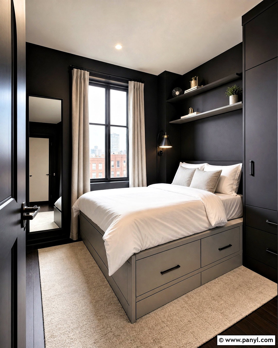 Black Small Bedroom - 20 black painted bedroom ideas