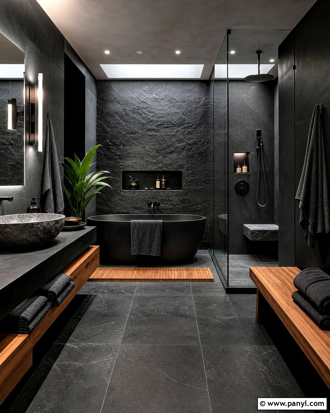 Black Spa Bathroom - 20 all black bathroom ideas