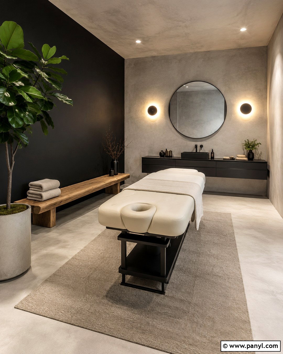 Black Spa Room With Concrete - 20 Black Wall Spa Room Ideas