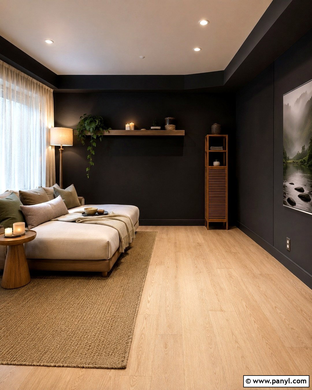 Black Spa Room With Daybed - 20 Black Wall Spa Room Ideas