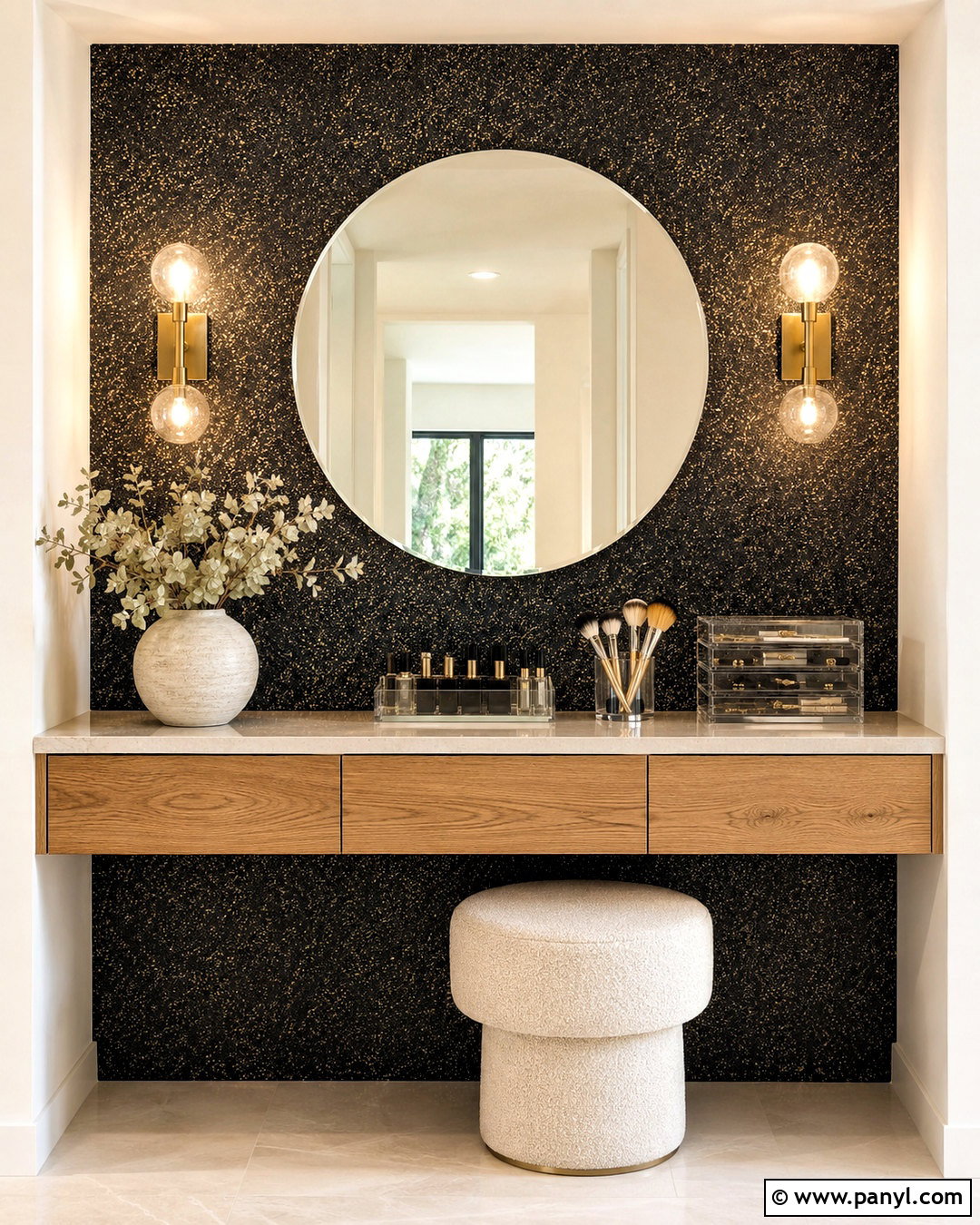 Black Sparkly Wallpaper Vanity Wall - 20 black sparkly wallpaper ideas