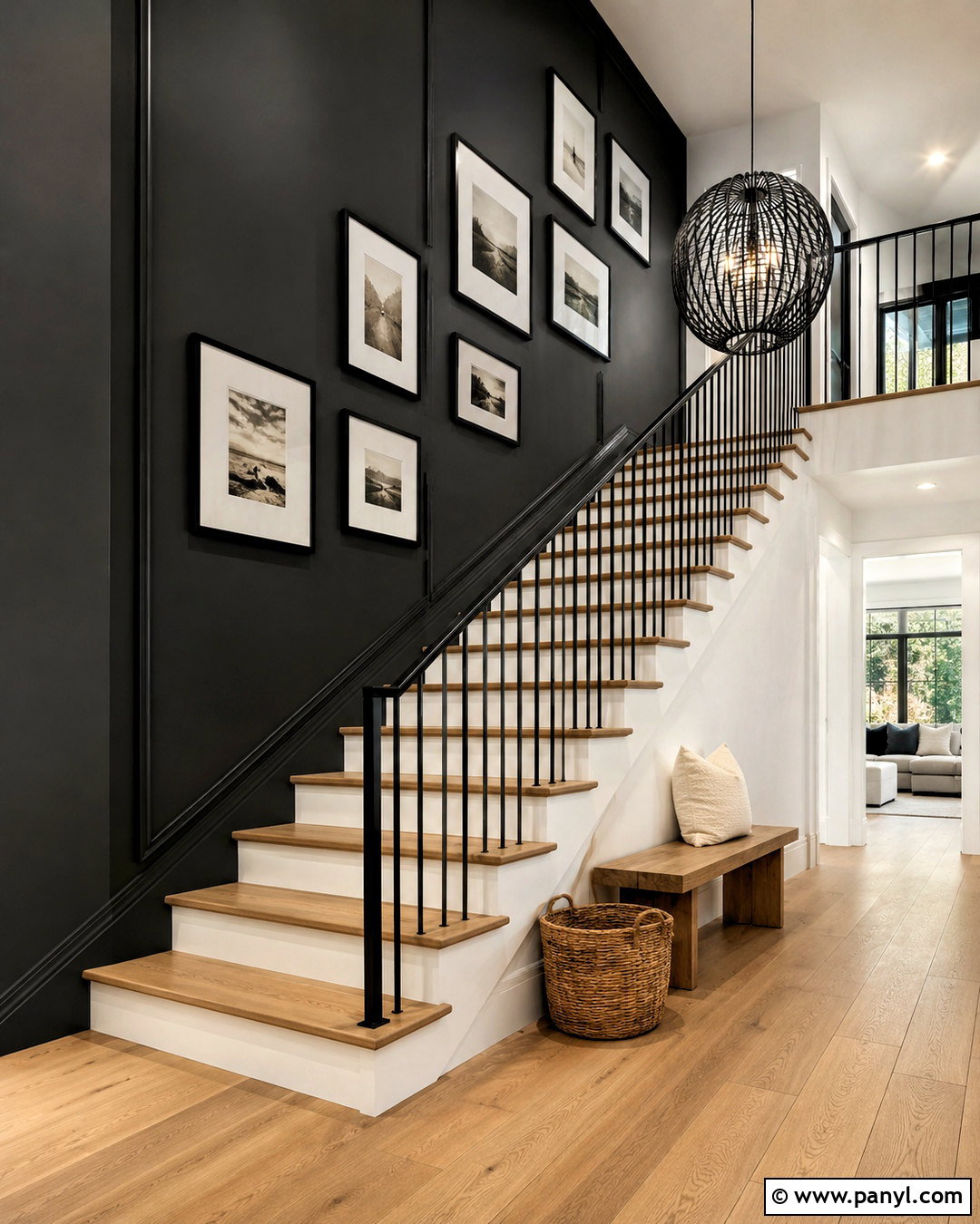 Black Staircase Wall - 40 Black Painted Walls