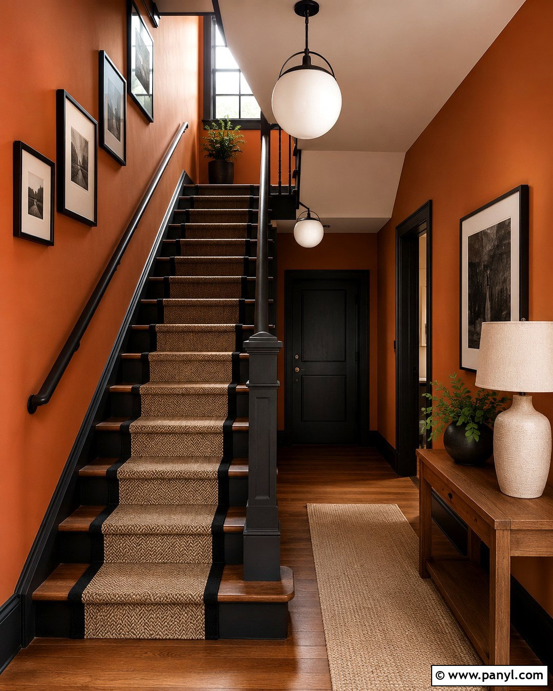 Black Staircase With Orange Walls - 20 black and orange walls