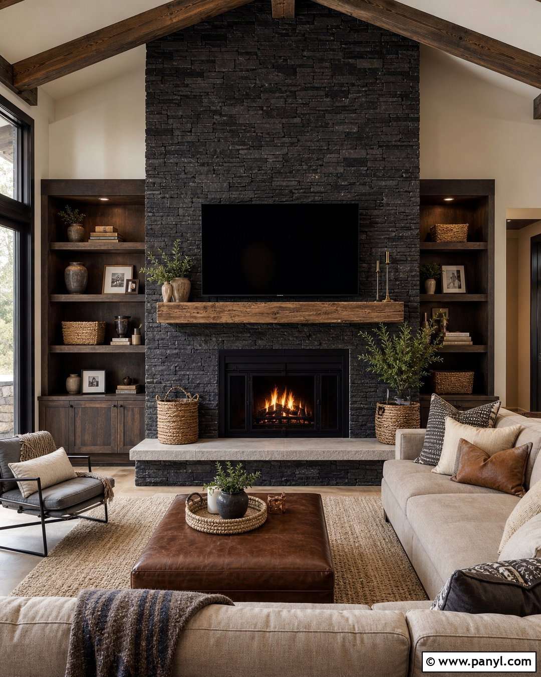 Black Stone Fireplace Wall - 20 Black Accent Wall Fireplace Ideas