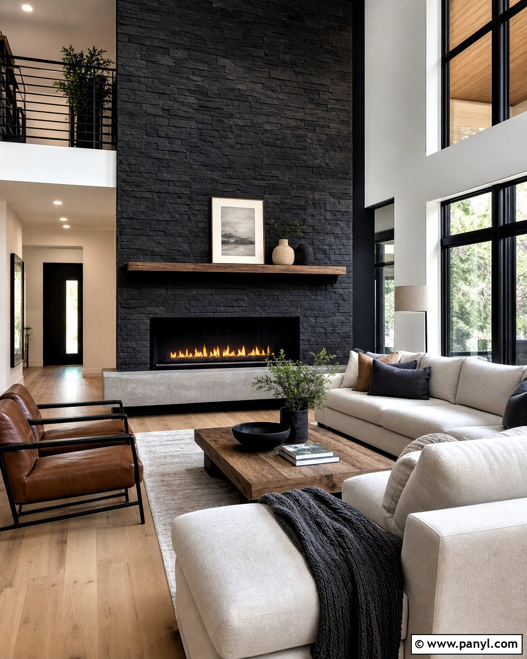20 Black Stone Fireplace Ideas for Cozy, Upscale Modern Homes