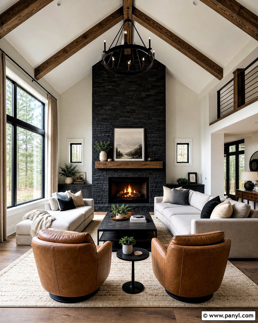 Black Stone Fireplace With Vaulted Ceiling - 20 living room with black fireplace ideas