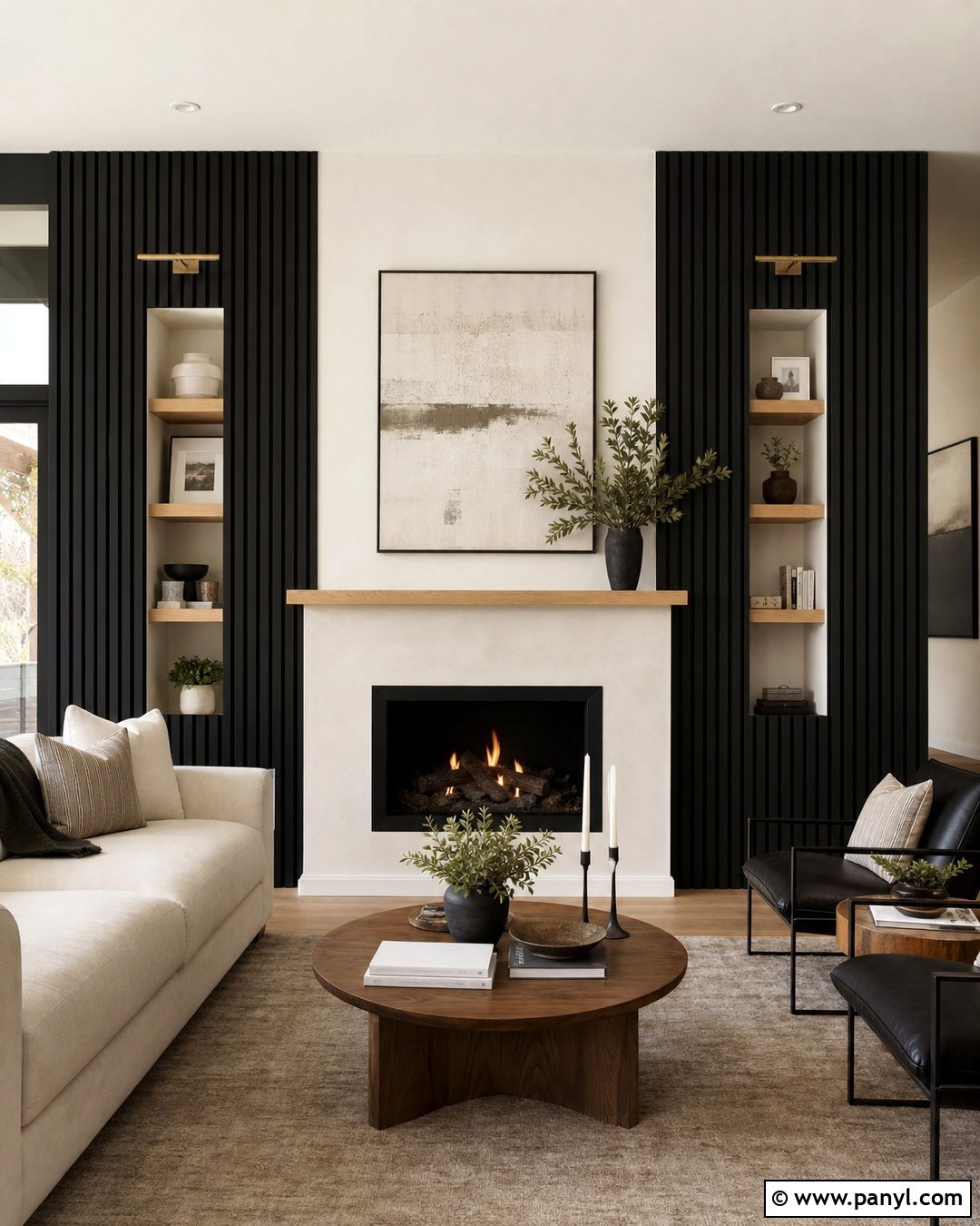Black Striped Fireplace Wall - 25 Black Striped Wall Ideas