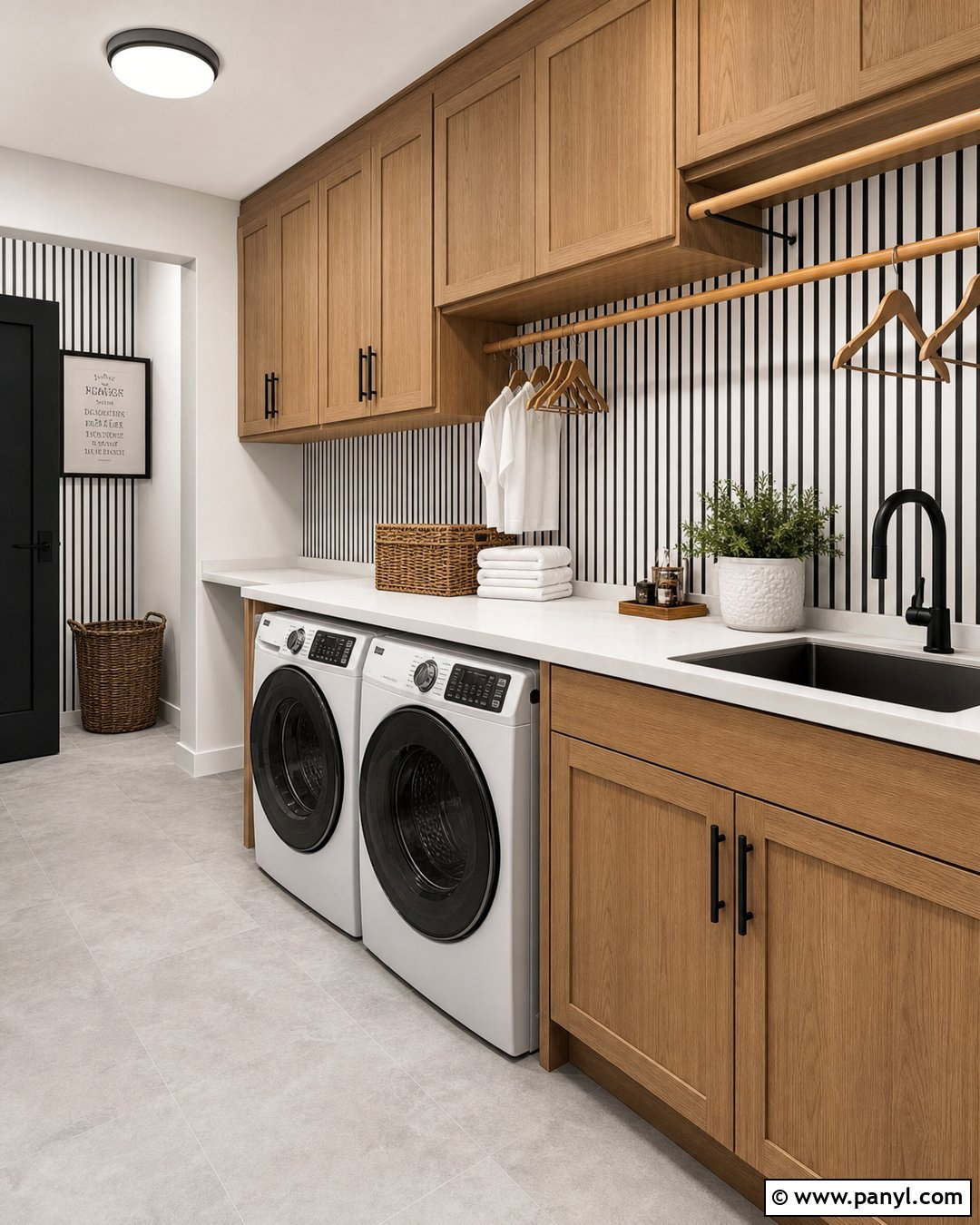 Black Striped Laundry Room - 25 Black Striped Wall Ideas