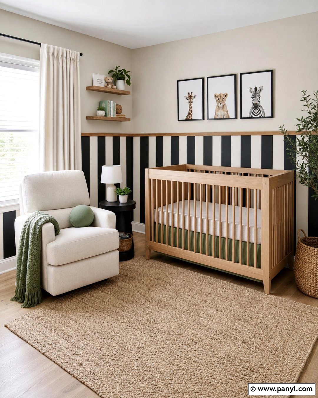 Black Striped Nursery Half Wall - 25 Black Striped Wall Ideas