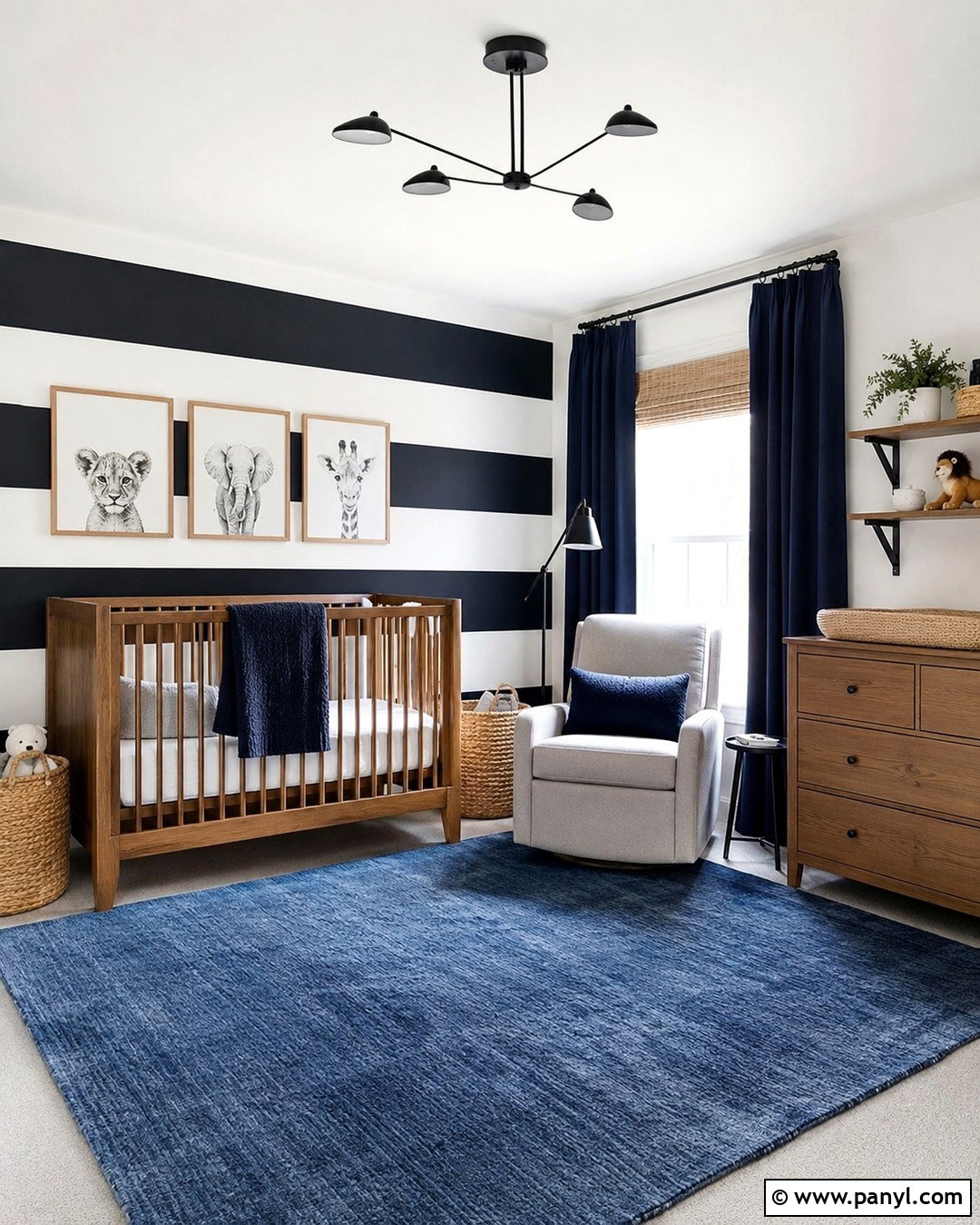 Black Striped Nursery Wall - 20 Black Accent Wall Nursery Boy Ideas