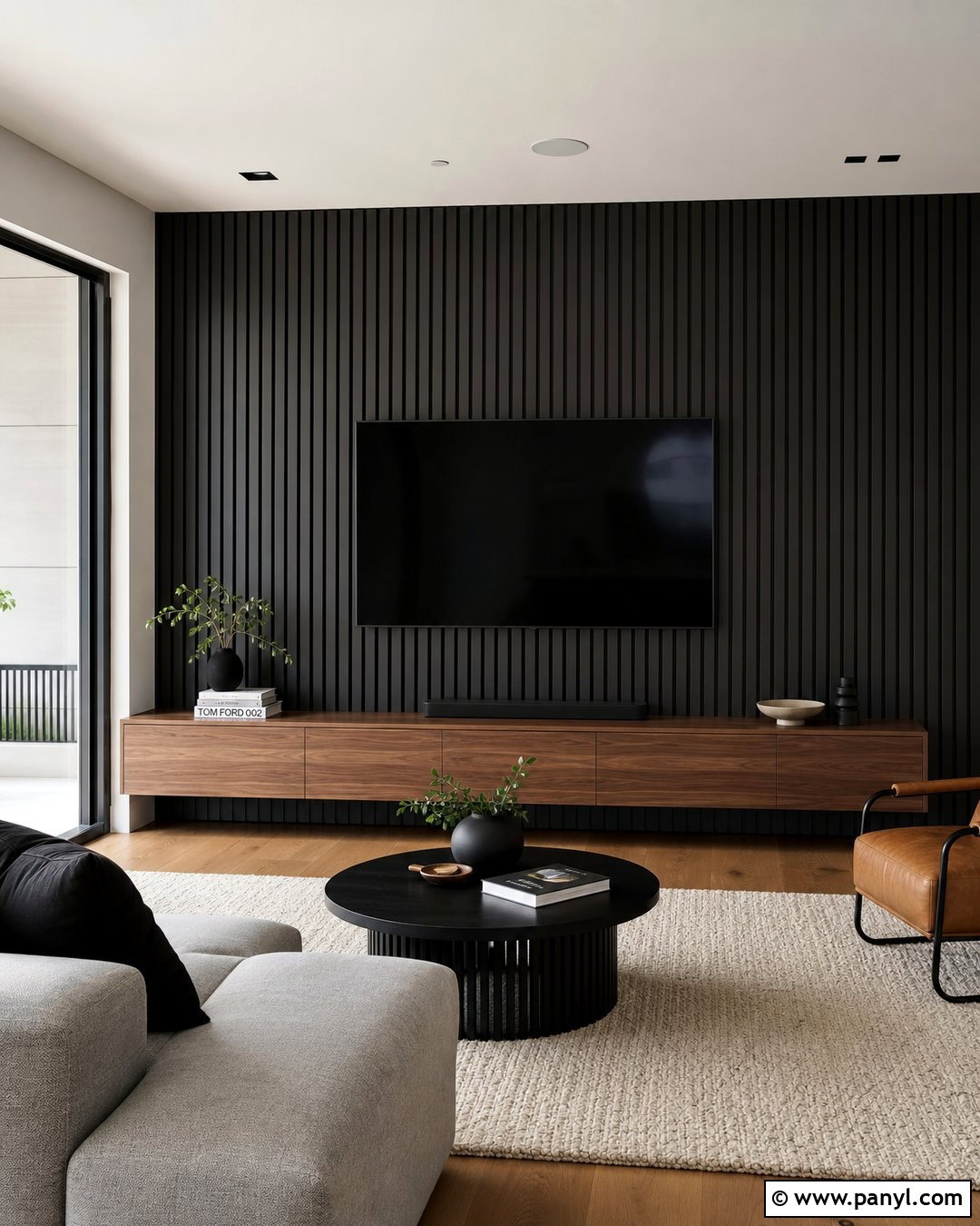 Black Striped TV Wall - 25 Black Striped Wall Ideas