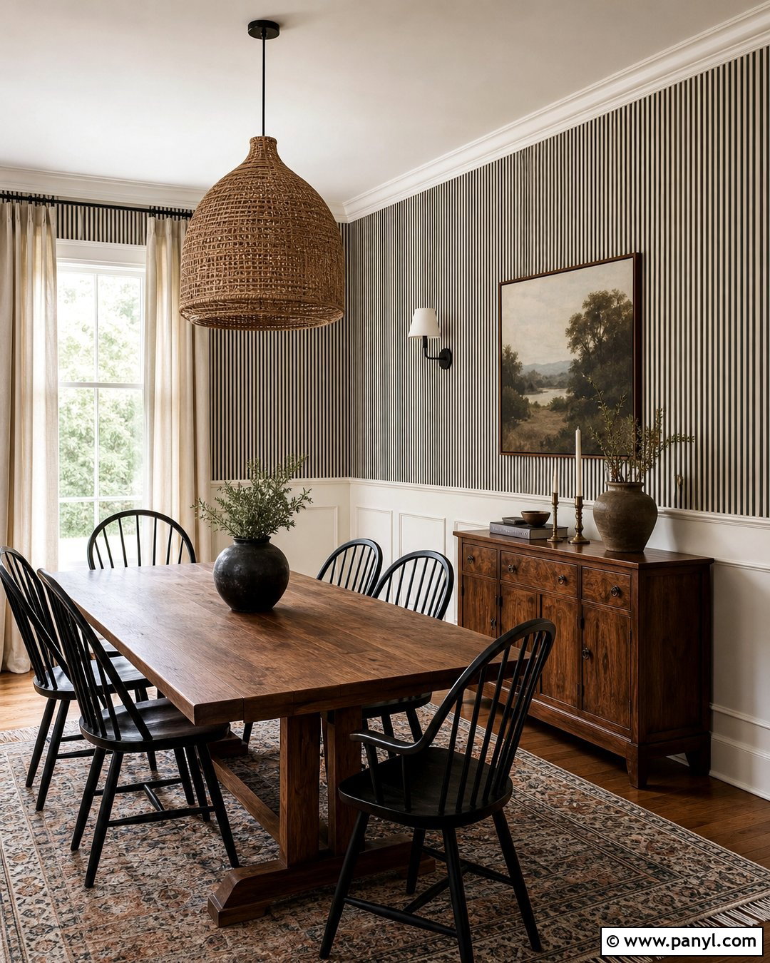 Black Striped Wall Above Board And Batten - 25 Black Striped Wall Ideas