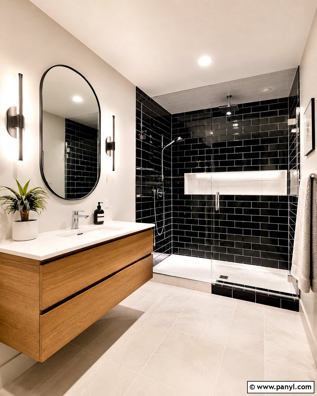 Black Subway Bathroom Tile With White Grout - 20 black and white bathroom tile ideas