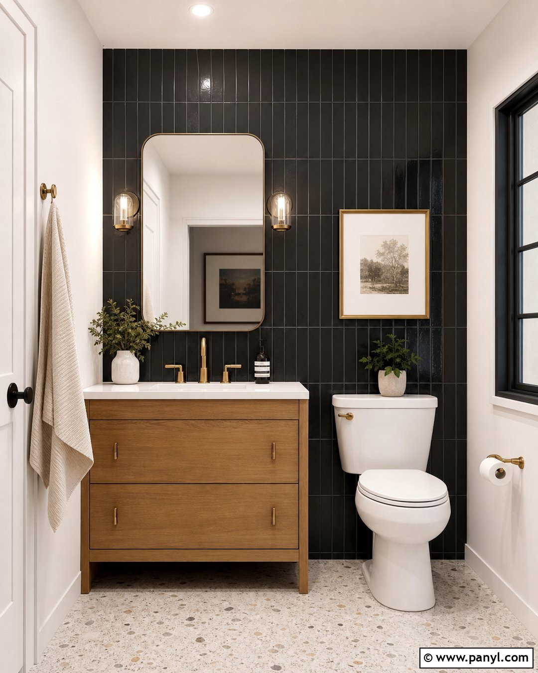 Black Subway Tile Accent Wall - 20 Dark Accent Wall In Small Bathroom Ideas