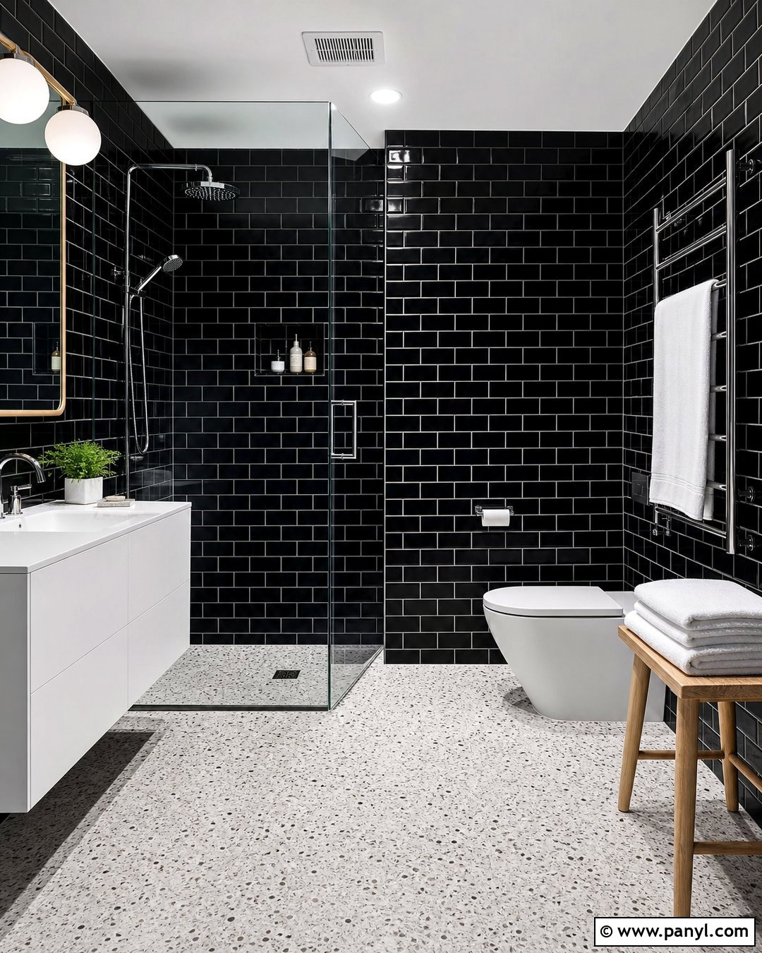 Black Subway Tile Bathroom Walls - 35 black bathroom walls
