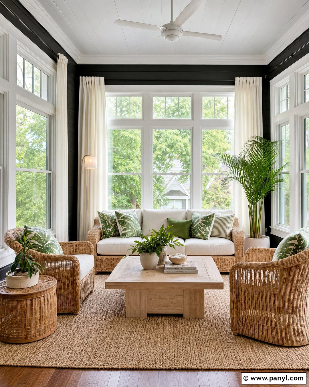 Black Sunroom With White Trim - 30 Black Walls White Trim Ideas