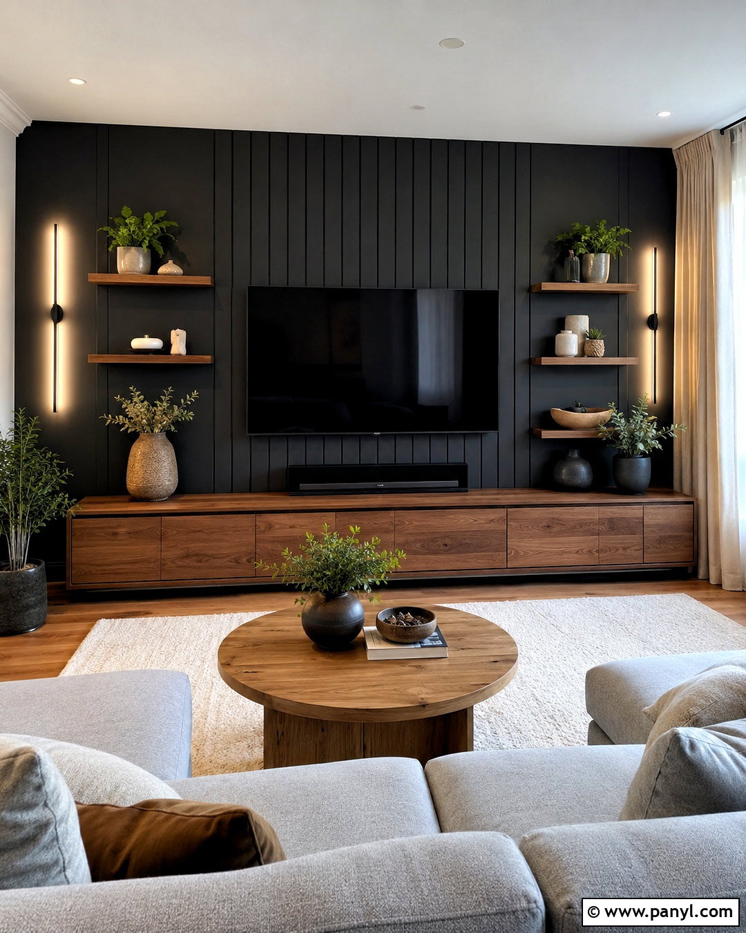 Black TV Accent Wall - 40 black accent walls