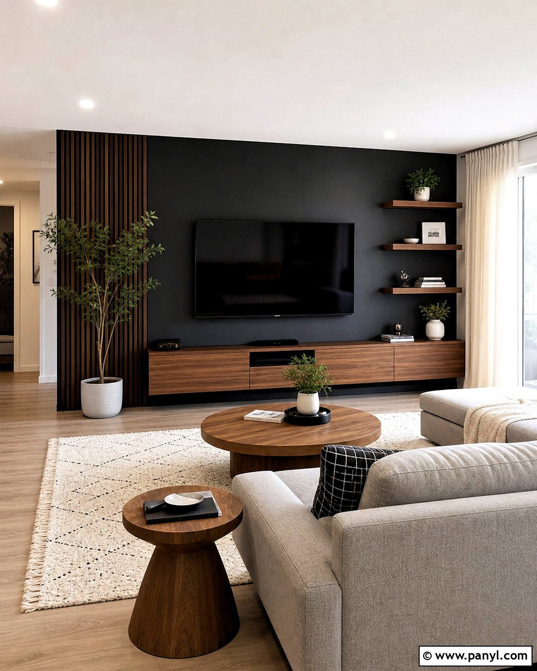 Black TV Accent Wall - 20 apartment accent wall ideas