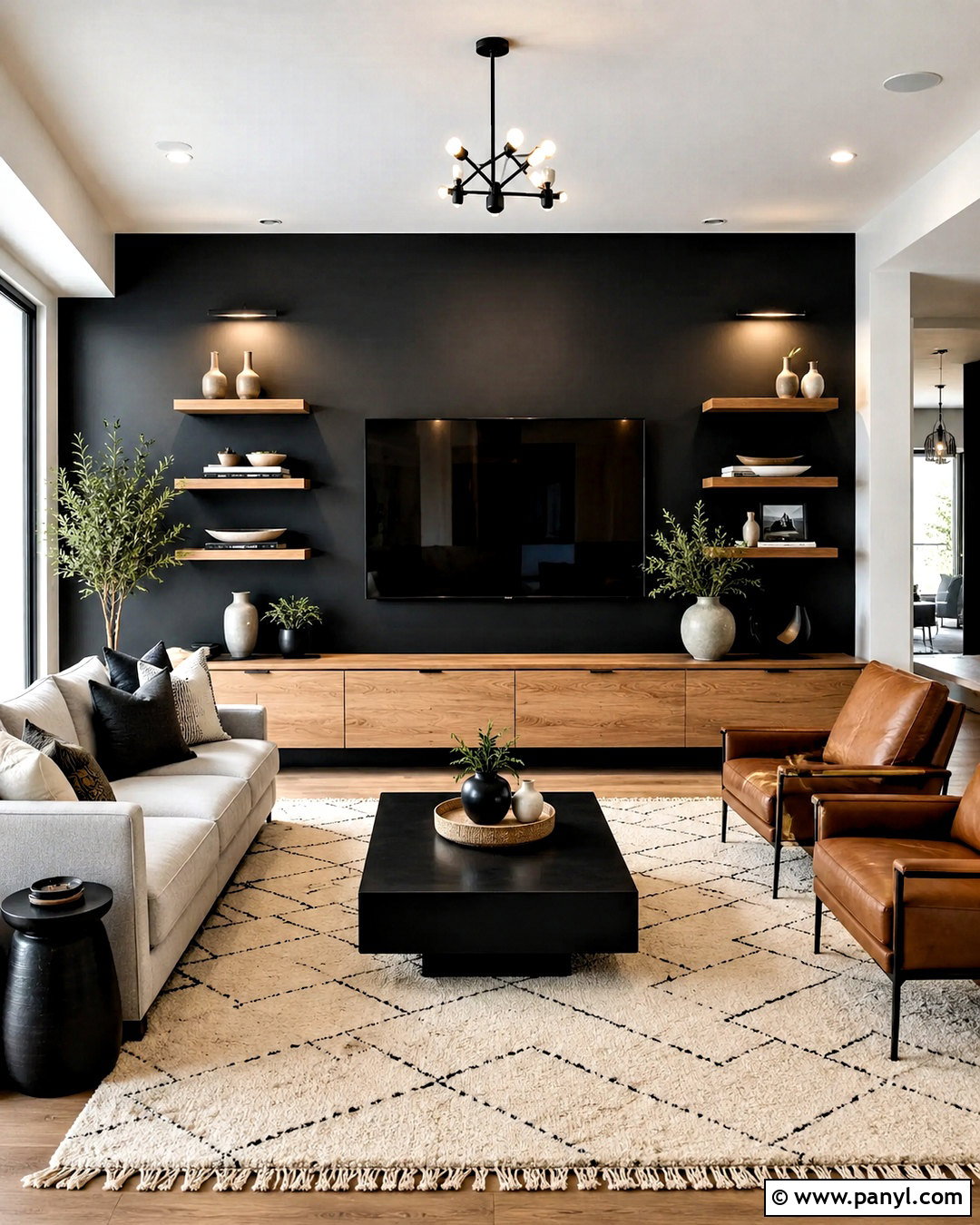 Black TV Accent Wall - 20 living room inspiration tv wall ideas