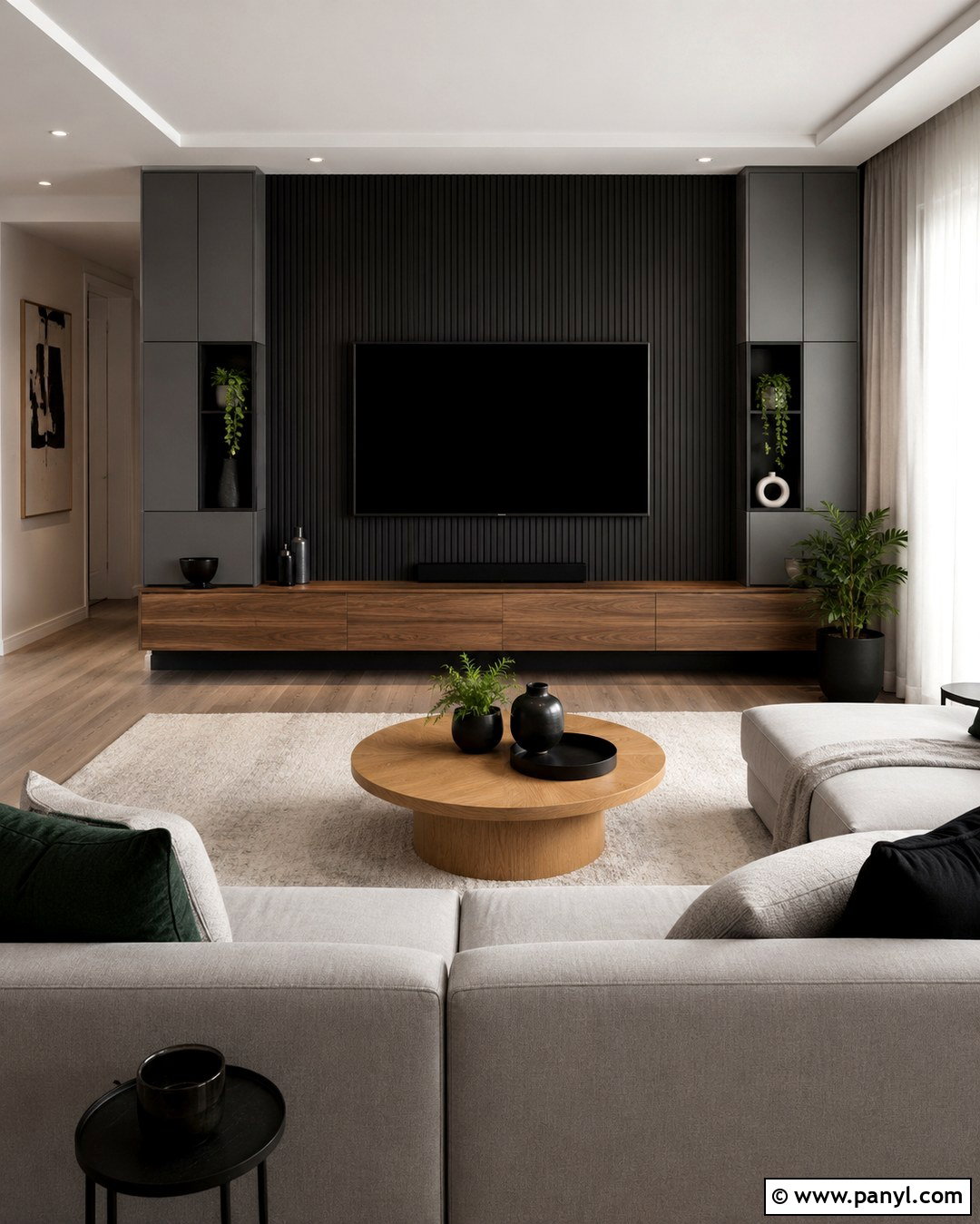 Black TV Accent Wall - 20 Black And Gray Accent Wall Ideas