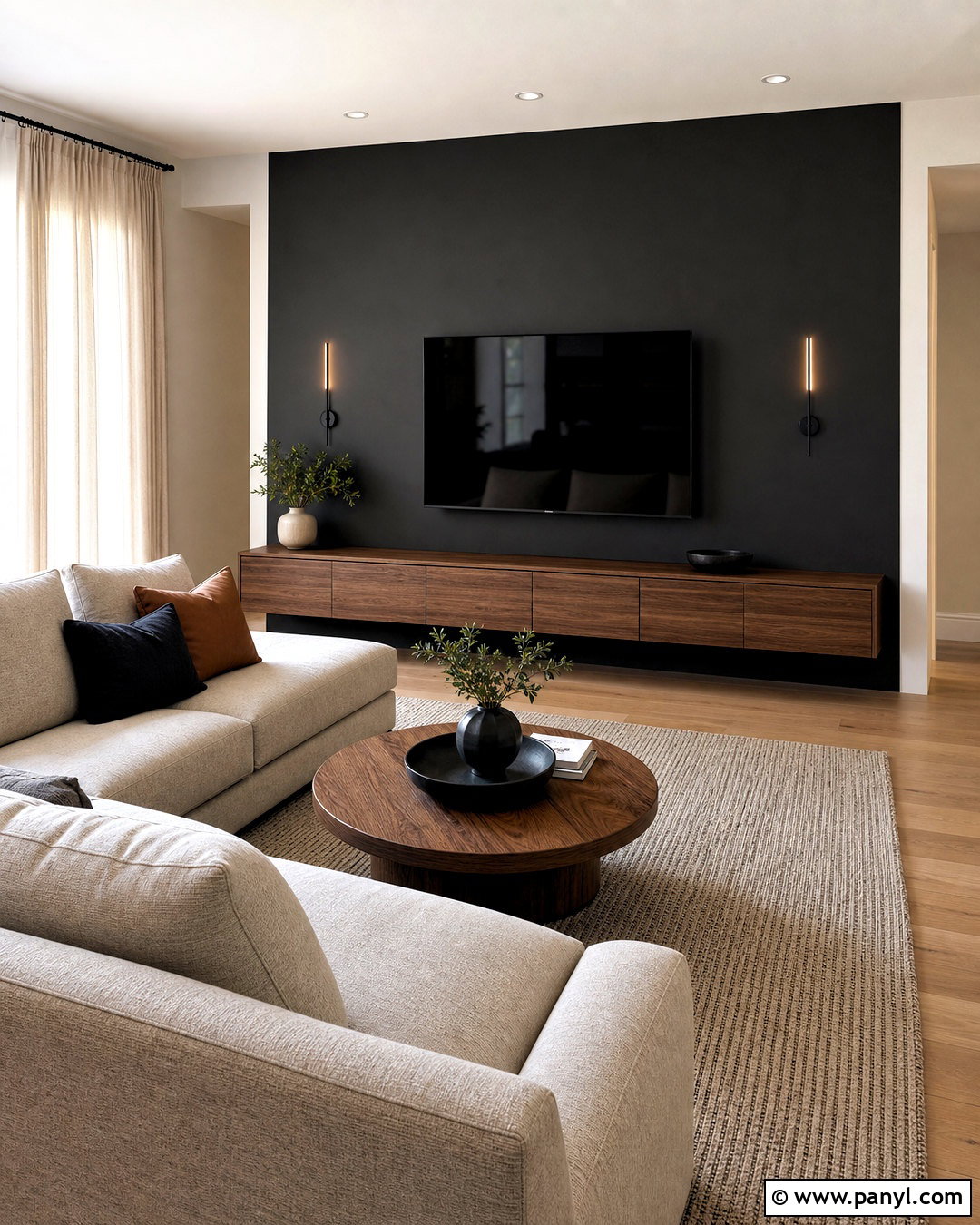 Black TV Wall - 20 black wall background ideas