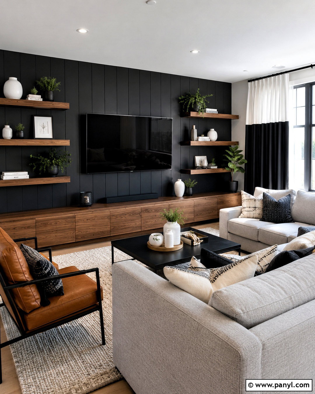 Black TV Wall - 20 black wall decor ideas
